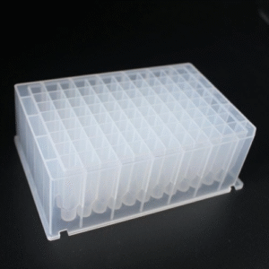 96 Well Plate, 2.2 mL, Square Well, Conical Bottom, 50/box